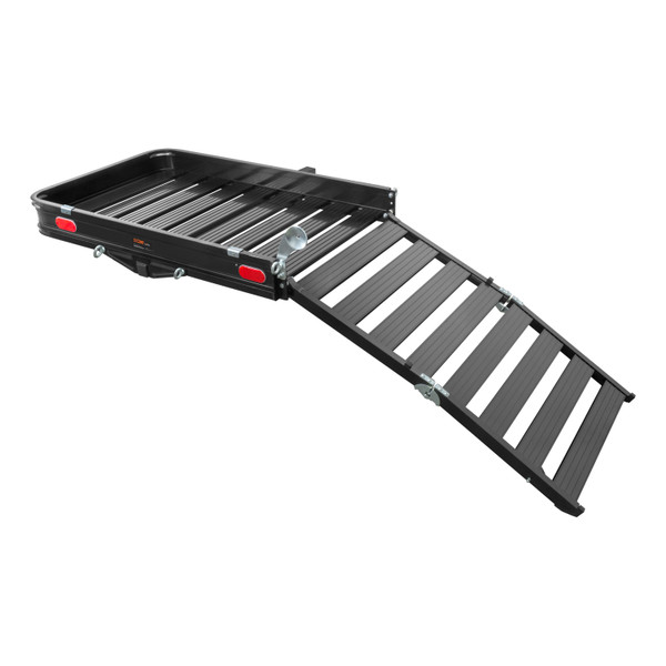 CURT 50" x 30" Black Aluminum Hitch Cargo Carrier with Ramp (Folding 2" Shank) Cargo Carrier - CURT