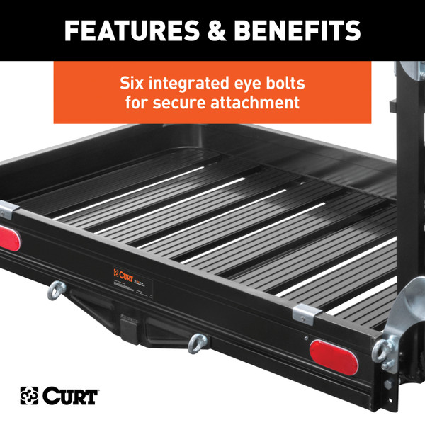 CURT 50" x 30" Black Aluminum Hitch Cargo Carrier with Ramp (Folding 2" Shank) Cargo Carrier