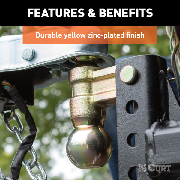 CURT Slim Adjustable Channel Mount with Dual Ball (2" Shank, 10K, 3-3/4" Drop) Trailer Hitch Ball Mount