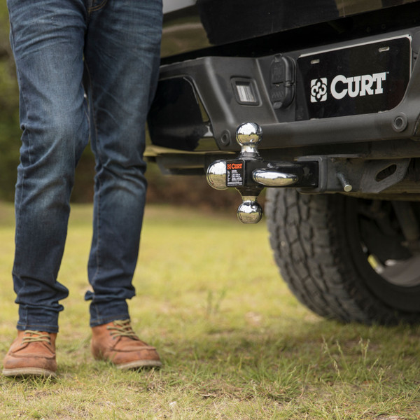 CURT Multi-Ball Mount with Hook (2" Solid Shank, 1-7/8", 2" & 2-5/16" Chrome Balls) Trailer Hitch Ball Mount