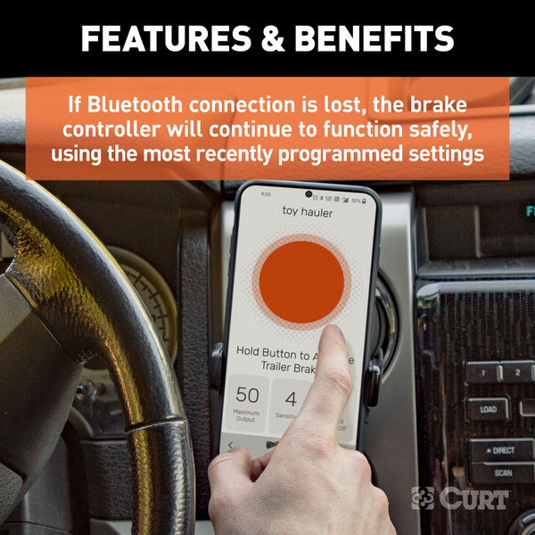 CURT Echo Mobile Bluetooth Trailer Brake Controller – Wireless, Plug & Play, Smartphone App, Fits 7-Way, 1-2 Axles