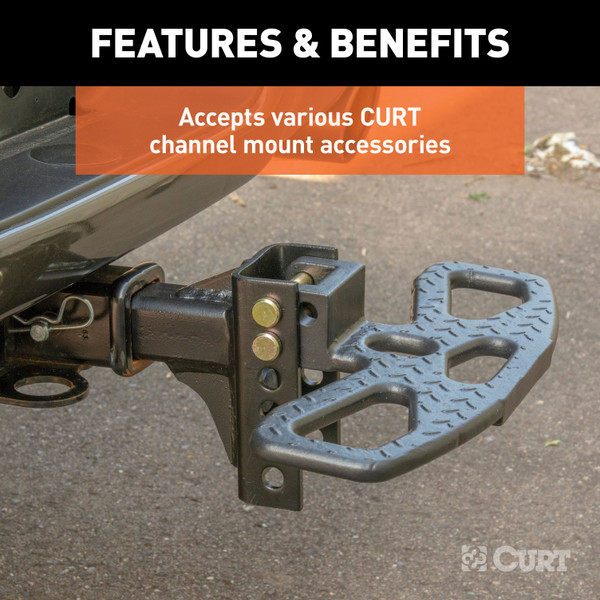 CURT Adjustable Channel Mount with 1" Ball Hole (2" Shank, 6,000 lbss., 6-3/4" Drop) Trailer Hitch Ball Mount