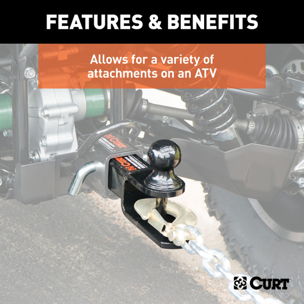 CURT 3-in-1 ATV Ball Mount with 2" Shank and 2" Trailer Ball Trailer Hitch Ball Mount