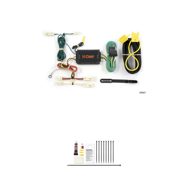 CURT Custom Wiring, 4-Flat, Select Mazda 3, 6, CX7, Toyota Camry, Corolla, FJ Cruiser Trailer Connector Kit - CURT