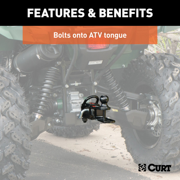 CURT Bolt-On ATV Tongue Adapter with 2" Receiver Trailer Hitch Receiver Tube Adapter