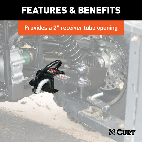 CURT Bolt-On ATV Tongue Adapter with 2" Receiver Trailer Hitch Receiver Tube Adapter