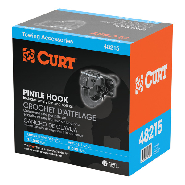 CURT Pintle Hook (30,000 lbs., 2-1/2" or 3" Lunette Rings) Trailer Hitch Pintle Hook Mount
