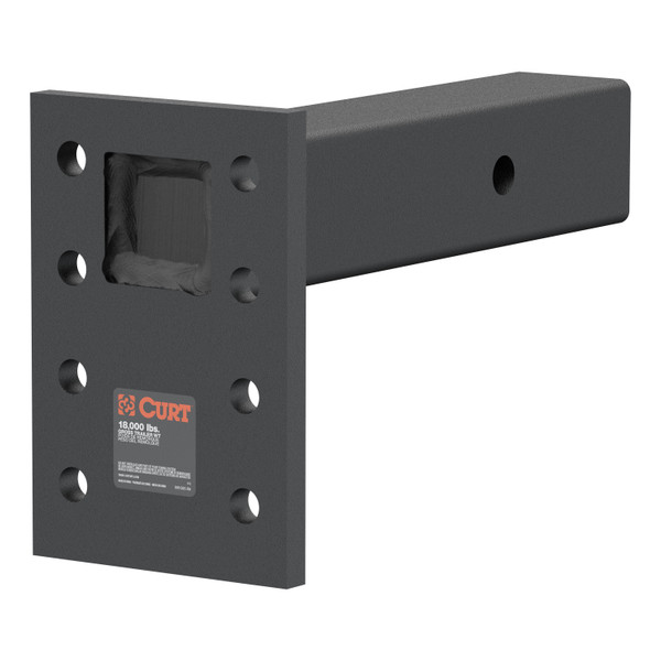 CURT Adjustable Pintle Mount (2-1/2" Shank, 18,000 lbs., 7" High, 8" Long) Trailer Hitch Pintle Hook Mount - CURT