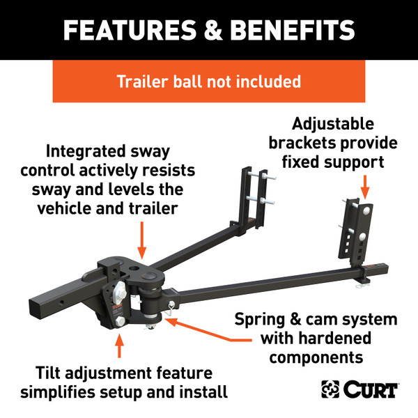 CURT 5-8K TruTrack 4P Weight Distribution Hitch with 4x Sway Control