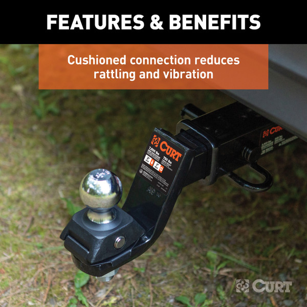 CURT RockerBall Cushion Hitch with 2" Ball (2" Shank, 7,500 lbs., 3" Drop) Trailer Hitch Ball