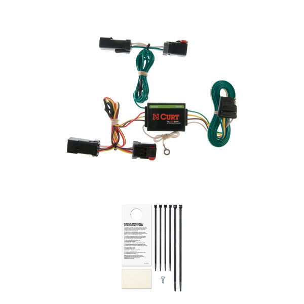 CURT Custom Wiring Harness, 4-Way Flat Output, Select Jeep Liberty Trailer Connector Kit - CURT