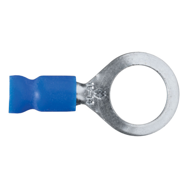 CURT 59523 16-14 Gauge Blue Vinyl-Insulated Ring Terminal Wire Connectors, 3/8-Inch Stud, 100-Pack - CURT