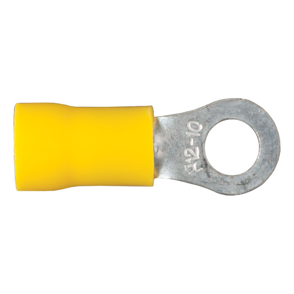 CURT 59531 12-10 Gauge Yellow Vinyl-Insulated Ring Terminal Wire Connectors, #10 Stud, 100-Pack - CURT