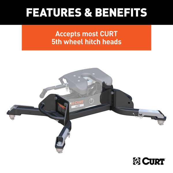 CURT Puck System 5th Wheel Legs, Select Ram 2500, 3500, 8' Bed, 25K Fifth Wheel Trailer Hitch Mount Leg