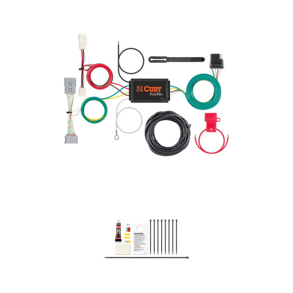 CURT Custom Wiring Harness, 4-Way Flat Output, Select Toyota Prius Prime Trailer Connector Kit - CURT