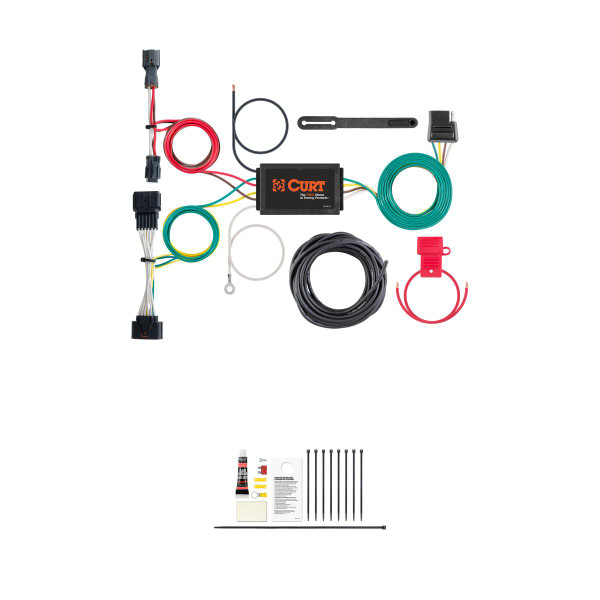 CURT Custom Wiring Harness, 4-Way Flat Output, Select Kia Sportage Trailer Connector Kit - CURT