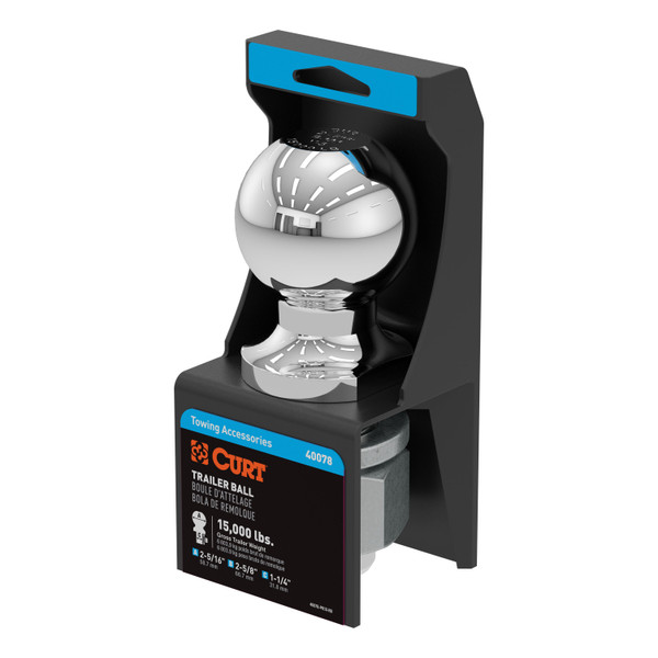 CURT 2-5/16" Trailer Ball (1-1/4" x 2-5/8" Shank, 15,000 lbs., Chrome, Packaged) Trailer Hitch Ball