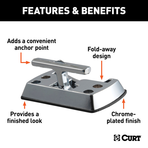 CURT Fold-Away Rope Hook (1,200 lbs.) Tie Down Anchor