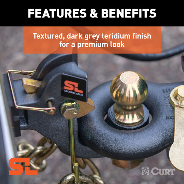 CURT SecureLatch Receiver-Mount Ball & Pintle Hitch (2" Shank, 2" Ball, 14K) Trailer Hitch Pintle Hook Mount