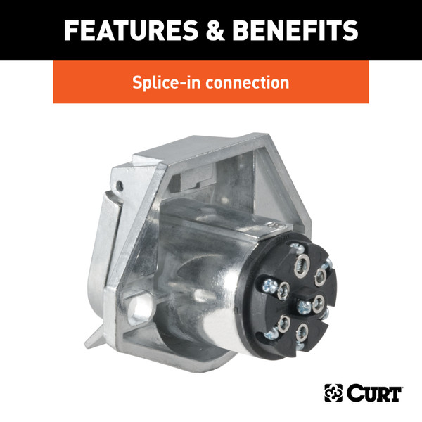 CURT 7-Way Round Connector Socket (Vehicle Side) Trailer Connector Kit