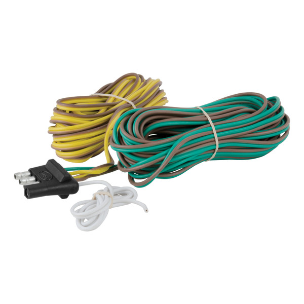 CURT 4-Way Flat Connector for Rewiring Trailer, Includes 20' Wires (Packaged) Trailer Connector Kit - CURT