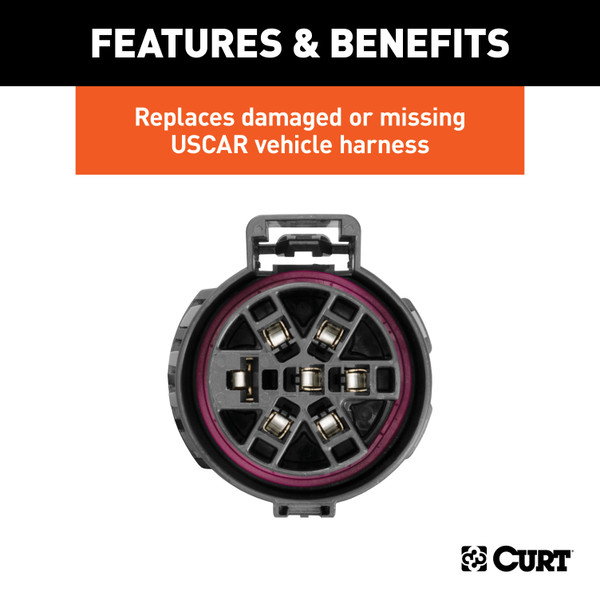 CURT Replacement USCAR Socket with 24" Wires (Vehicle Side) Trailer Wiring Adapter Connector