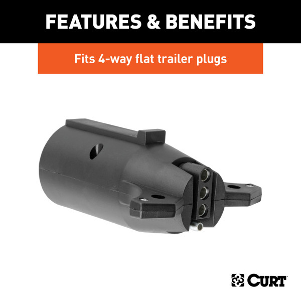 CURT Electrical Adapter (7-Way RV Blade Vehicle to 4-Way Flat Trailer) Trailer Wiring Adapter Connector