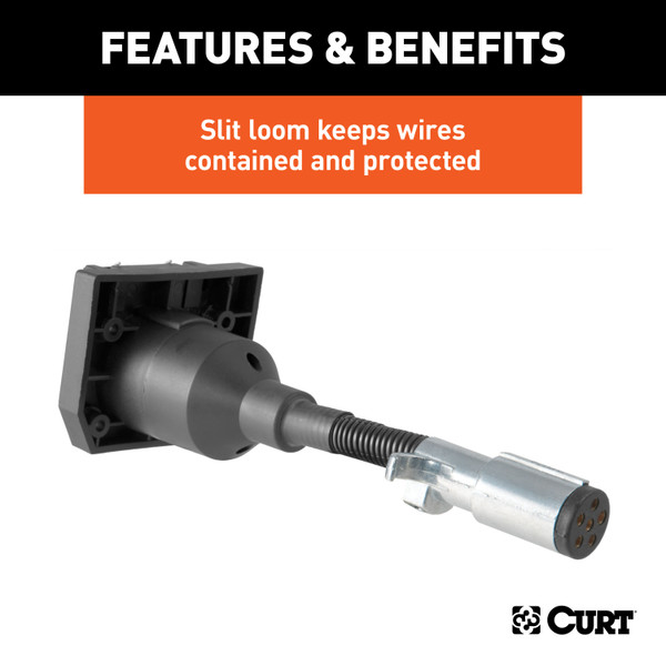 CURT Electrical Adapter (6-Way Round Vehicle to 7-Way RV Blade Trailer) Trailer Wiring Adapter Connector