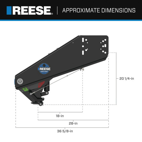 Reese 20K Goose Box Gen 3 5th Wheel Pin Box, Air Ride Fits Lippert (1716, 1116, 0115, 1621, 1621HD, 0719, Rhino), Fabex PB 600 Series