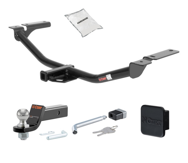 07 - 15 Lincoln MKX Fits beneath factory 1-1/4" receiver 1.25in. CURT Trailer Hitch + Ball Mount + Cover + Lock Kit by CURT HWA1742 - CURT