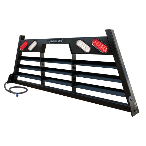 Ranch Hand HRLWL200 Legend Black Steel Louvered Truck Headache Rack with LED Lights - Ranch Hand