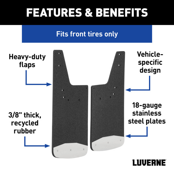 LUVERNE Front 12" x 23" Rubber Mud Guards, Chevy Silverado 2500, 3500 HD (2 Flaps) 251450