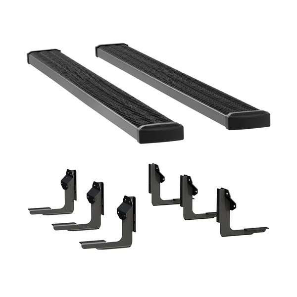 LUVERNE Grip Step 7" x 88" Black Aluminum Running Boards, XD Brackets, Select Ford Crew 415088-401731 - Luverne
