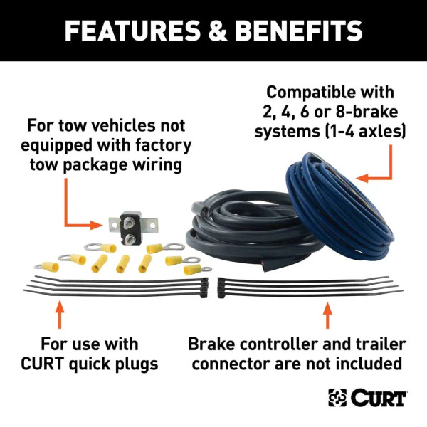 Complete 4-Way & 7-Way Wiring Kit with CURT Assure Brake Controller