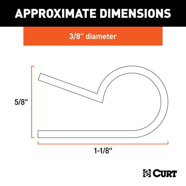 CURT 59828 3/8-Inch Convoluted Slit Loom Wire Protection Tube Clamps, 25-Pack
