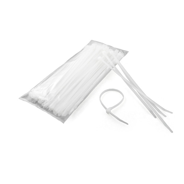 CURT 59728 Plastic Zip Ties, White, 7-1/4-Inch Long, 100-Pack - CURT