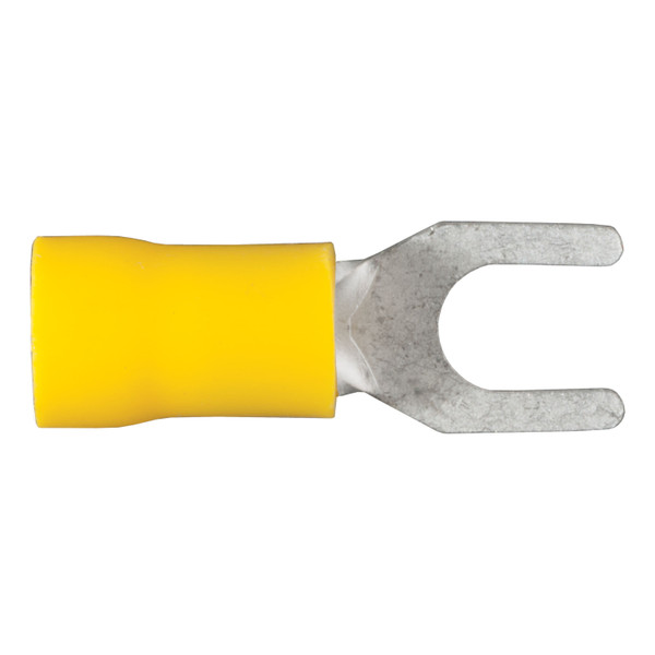 CURT 59631 12-10 Gauge Yellow Vinyl-Insulated Spade Terminal Connectors, #10 Stud, 100-Pack - CURT