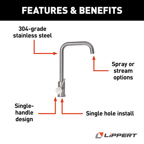 Square Gooseneck Faucet - Stainless Steel