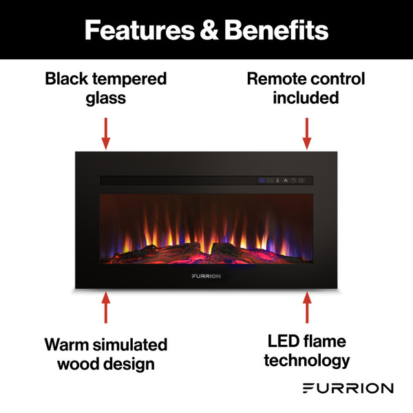 Furrion Built-In Electric RV Fireplace - Wood Platform, 40" #FF40SW15A-BL