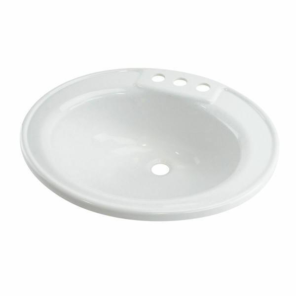 Single Oval Lavatory Sink; 17" x 20" x 7" (White) - Lippert