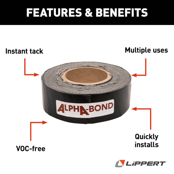 Alpha Systems ALPHABOND TPO Tape 2" x 50', Black (Case of 12)