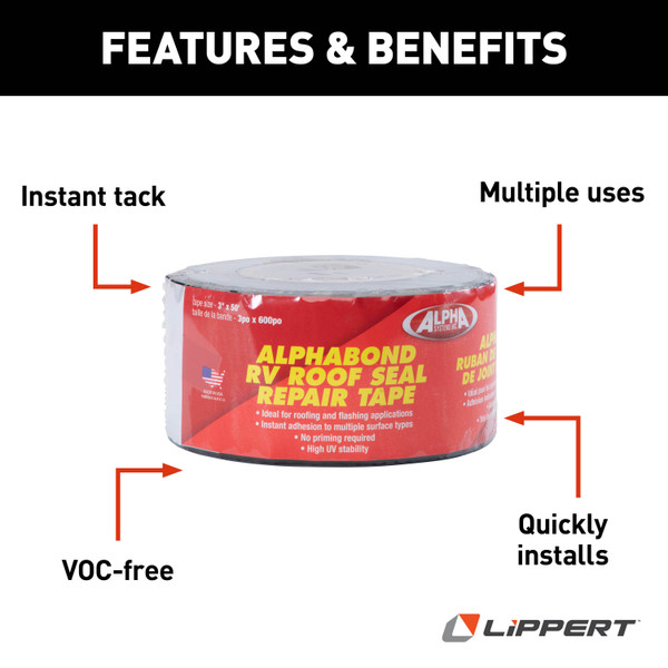 Alpha Systems ALPHABOND TPO Tape 3" x 50', Black