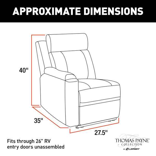 Thomas Payne Heritage Series RV Theater Seating Recliner - Right Hand Configuration, Millbrae #2020129262