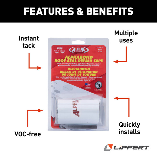 Alpha Systems ALPHABOND TPO Tape 4" x 10' Repair Tape, White