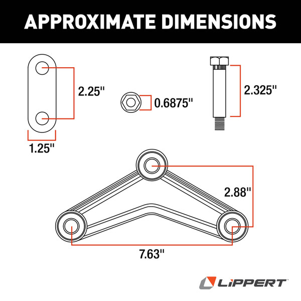Lippert Tandem Axle AP Kit with Long Equalizer and Standard Bolts 121099LRV