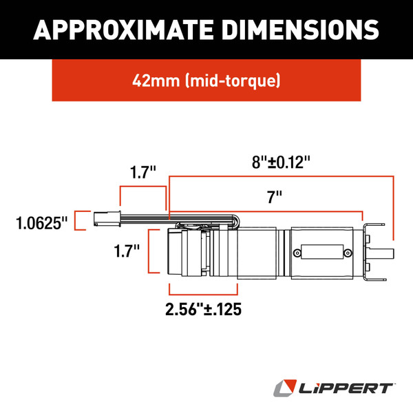 Lippert Replacement SlimRack In-Wall Slide-Out Motor with Brake - 42mm Mid-Torque #1510000227