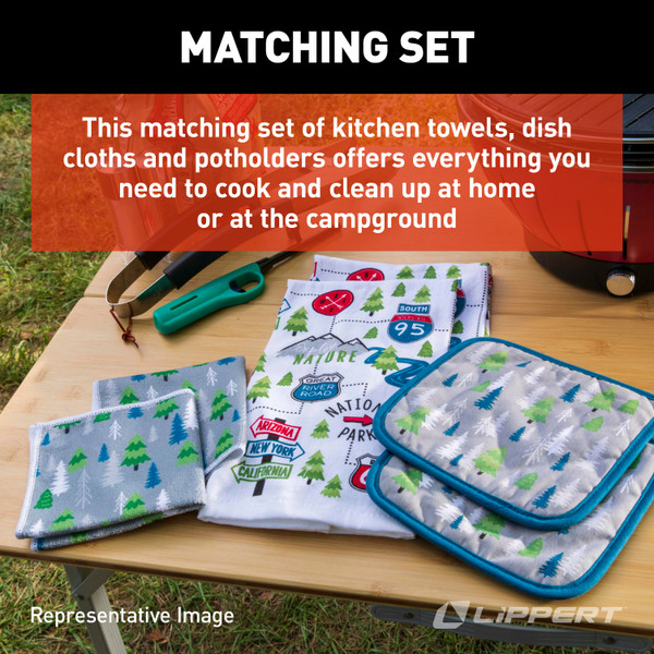 Lippert Road Sign Kitchen Towel & Potholder Set - 6 Pieces