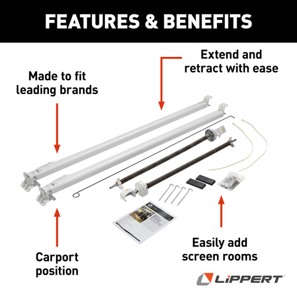 Solera 1000 Series Universal RV Awning Arms & Hardware Kit - 63"-68" Short, White #434716