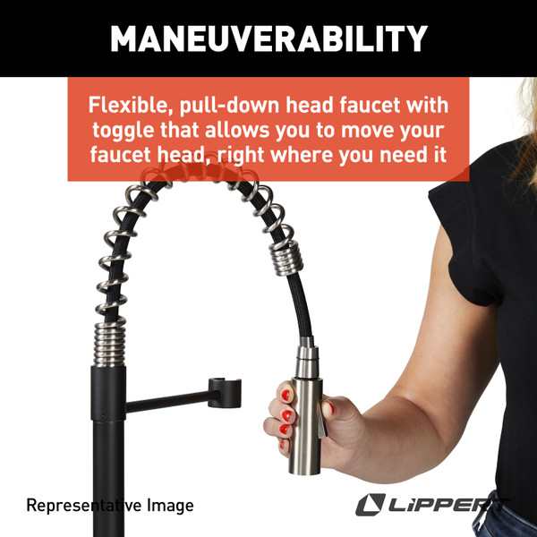 Lippert Flow Max Coiled Kitchen Faucet - Black/Stainless Steel #2022109922