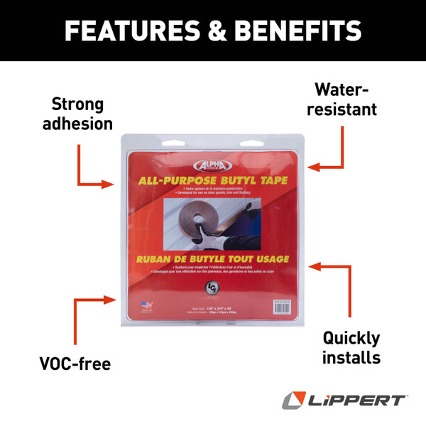 Alpha Systems Q130 1/8" x 3/4" x 30' Butyl Tape (Case of 20)